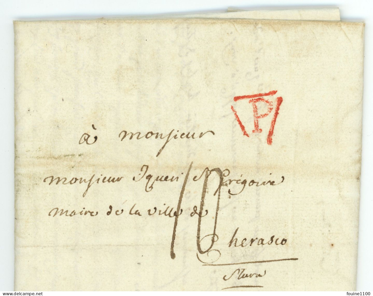 COURRIER LETTRE Année 1810 Pour Le Maire De CHERASCO Italie Italia De L' Avocat Aux Conseils D'état MAROCHETTI à PARIS - 1801-1848: Précurseurs XIX