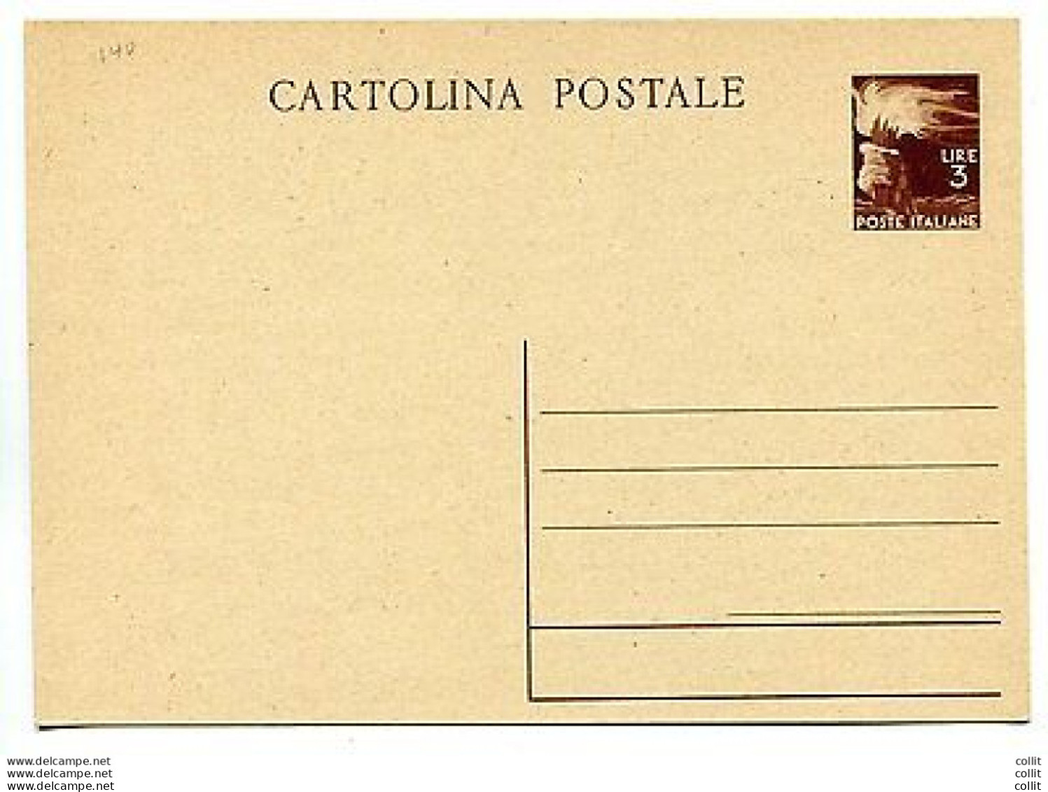 C.P. Lire 3 "Democratica" N. C 131 - Nuova - Stamped Stationery