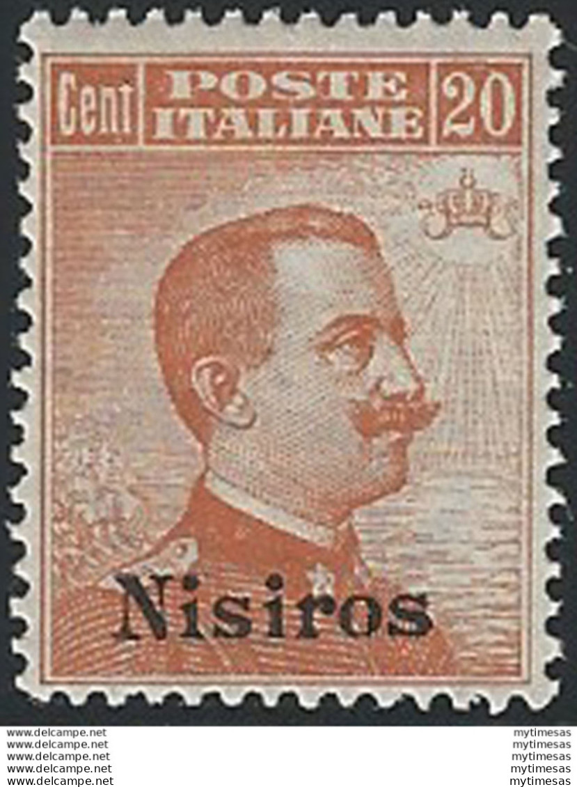 1921-22 Egeo Nisiro 20c. Arancio Bc. MNH Sassone N. 11 - Other & Unclassified
