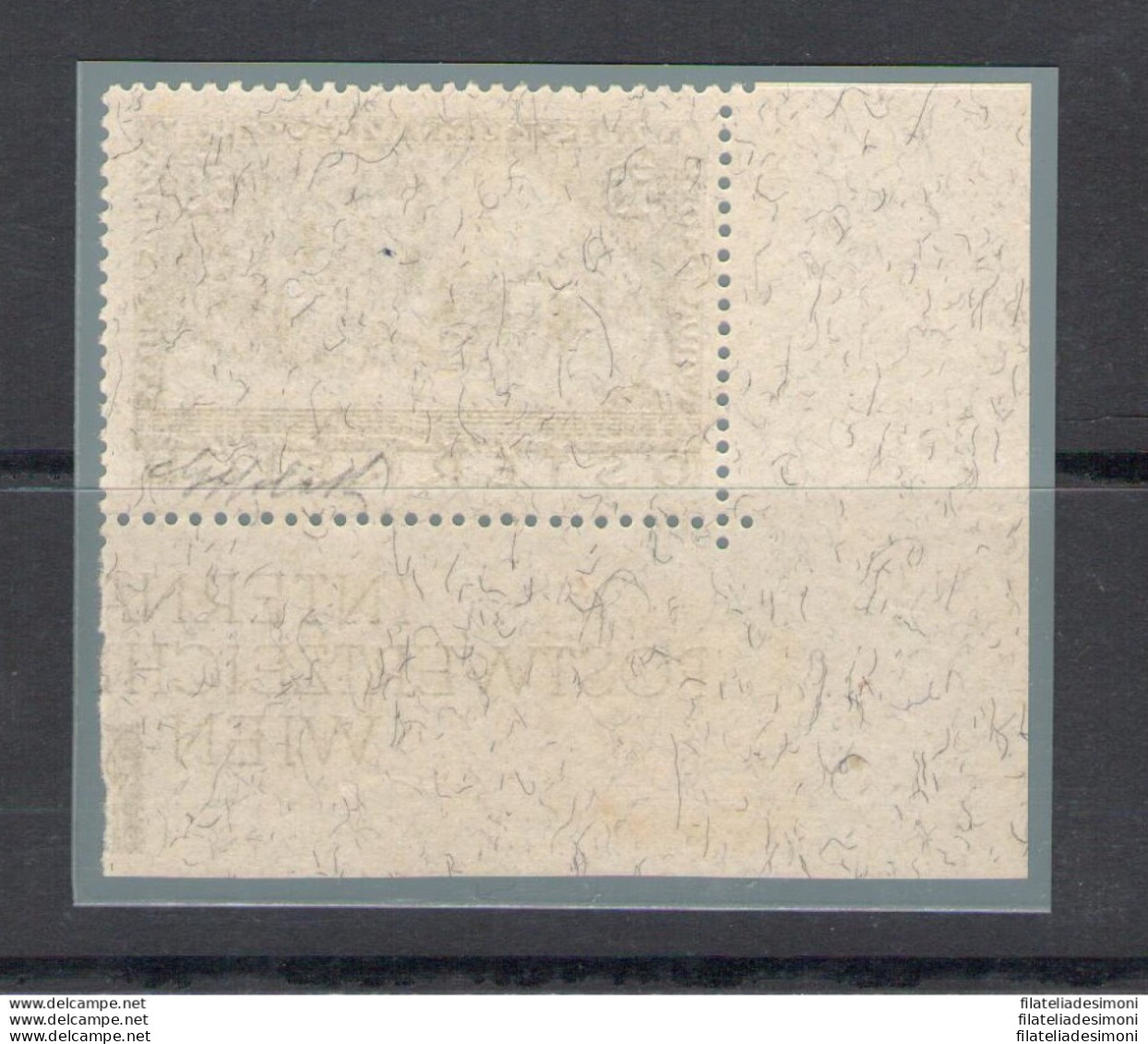 1933 AUSTRIA - W.I.P.A. 50+50 G., N. 430A Carta Con Fili Di Seta - Angolo Di Foglio - MNH**- Firmato Per Esteso Giulio B - Autres & Non Classés