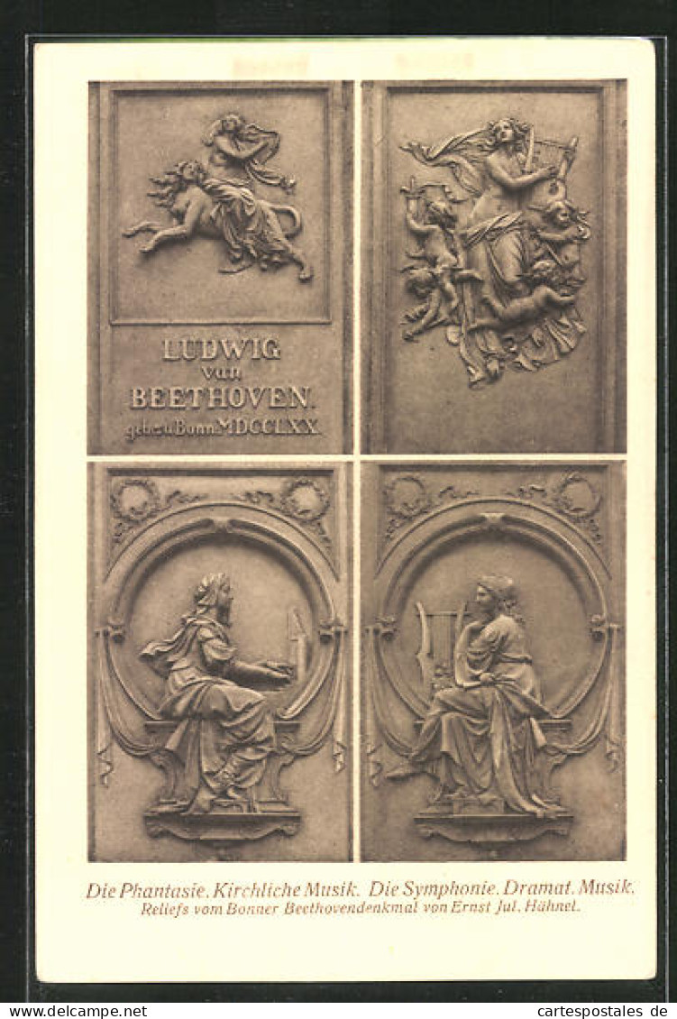 AK Ludwig Van Beethoven, Reliefs Vom Bonner Beethovendenkmal  - Entertainers