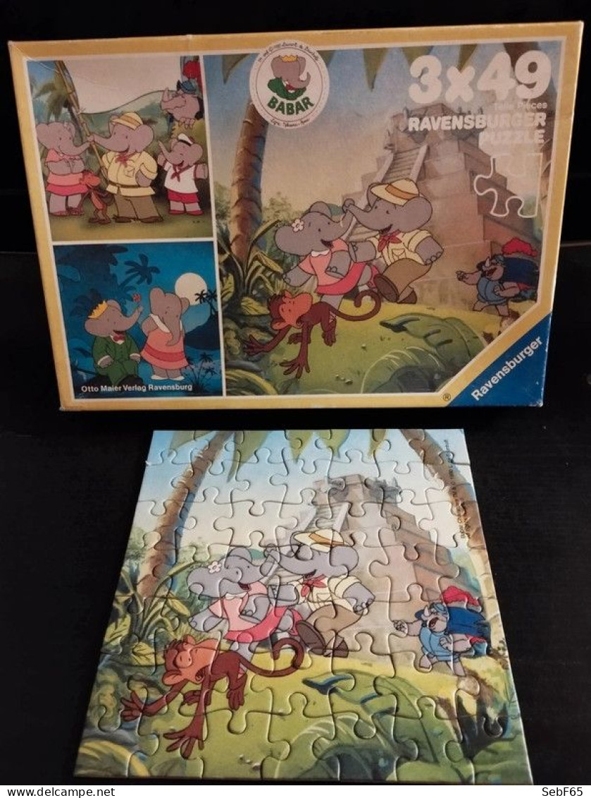 Puzzle Ravensburger Babar Et Céleste De Laurent Brunhoff (1990) - Autres & Non Classés