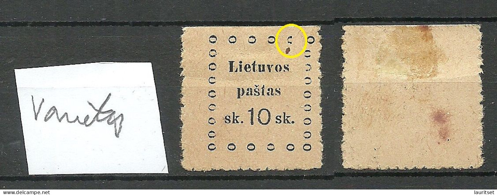 LITAUEN Lithuania 1919 Michel 20 * Variety ERROR = Partly Missing Circle - Lithuania