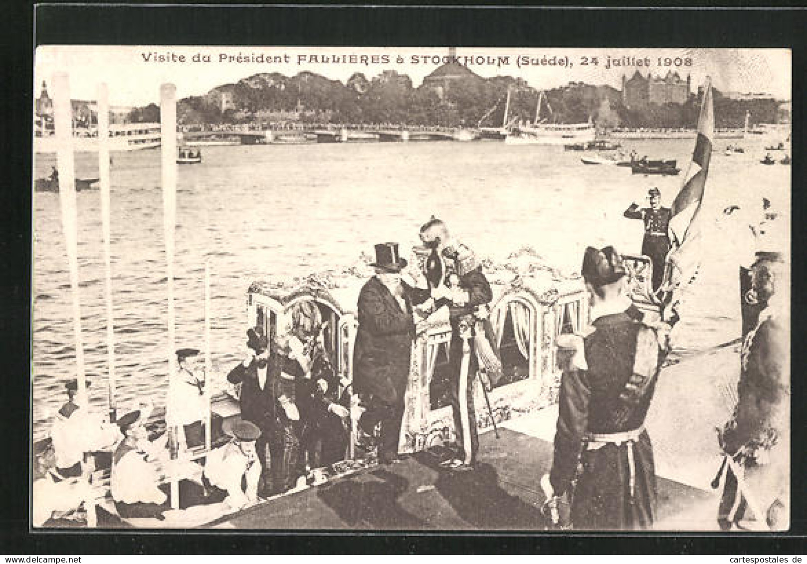 CPA Frankreich, Visite Du President Fallieres A STockholm 24 Juillet 1908  - Politieke En Militaire Mannen