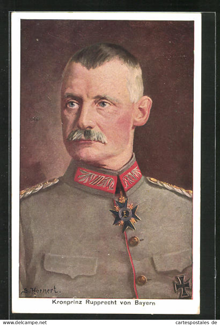 Künstler-AK Kronprinz Rupprecht Von Bayern, In Uniform Portraitiert  - Familles Royales