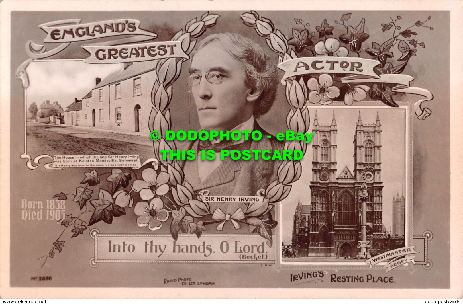 R500061 England Greatest Actor. Into Thy Hands. O Lord. Sir Henry Irving. Westmi - Welt