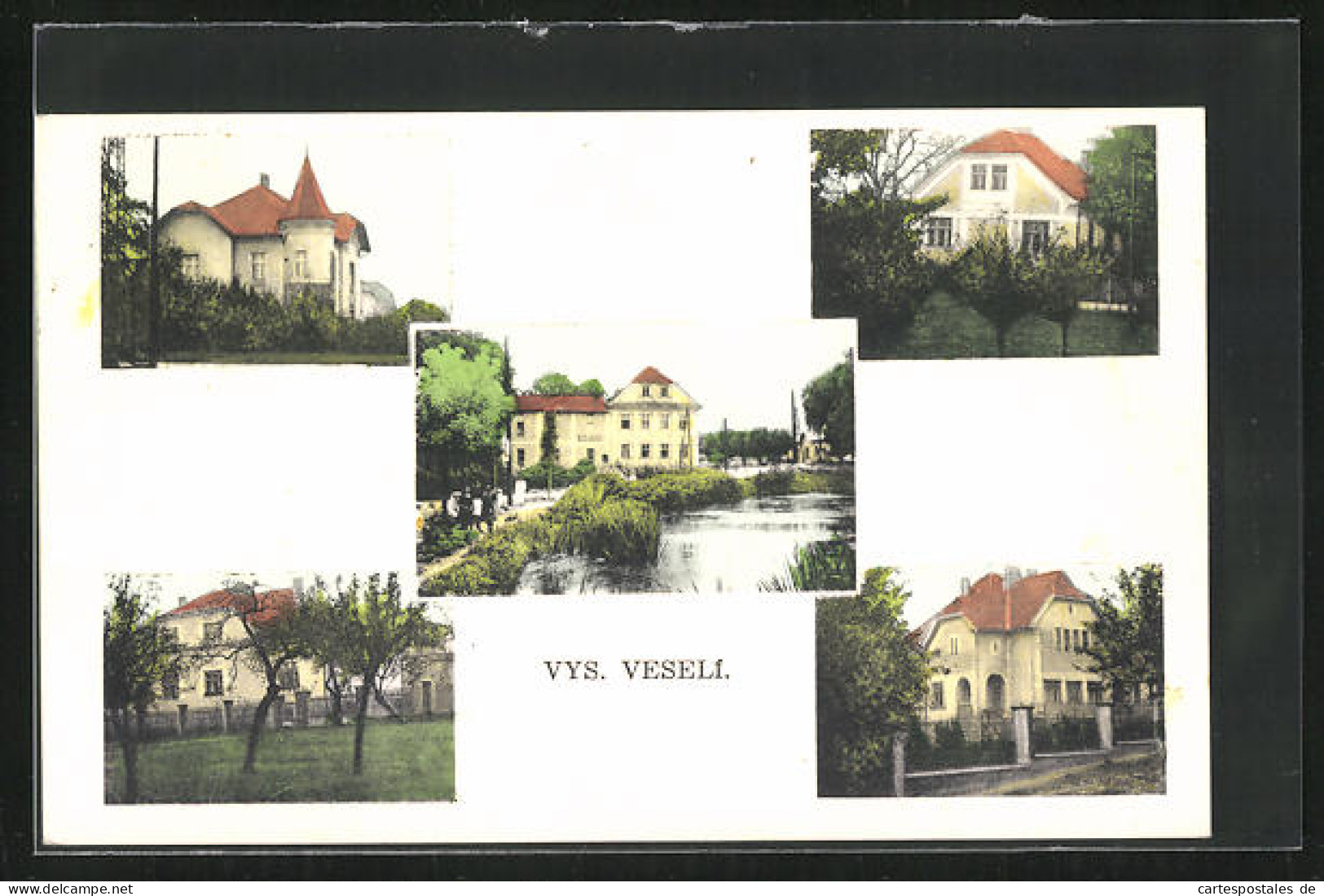 AK Vys. Veseli, Gebäudeansicht, Uferpartie, Ortspartie  - Czech Republic