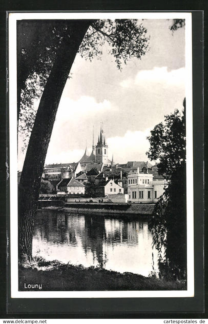 AK Laun / Louny, Blick über Den Fluss Zur Kirche  - Tchéquie