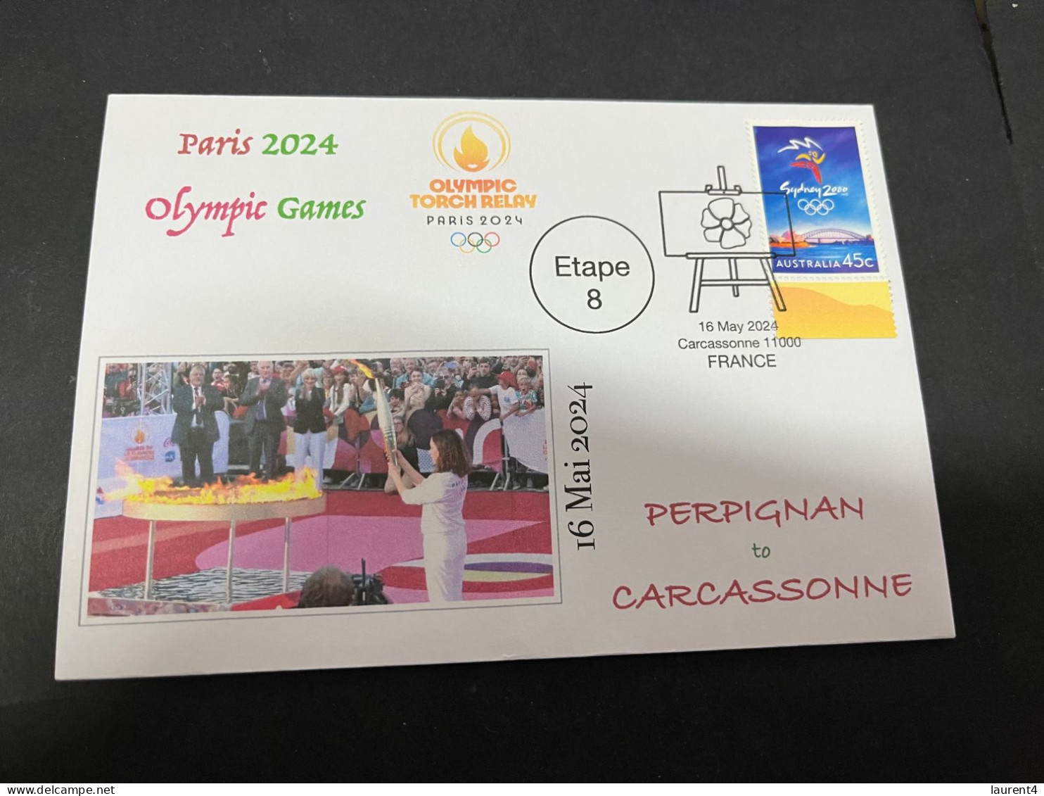 17-5-2024 (5 Z 17) Paris Olympic Games 2024 - Torch Relay (Etape 8) In Carcassonne (16-5-2024) With OLYMPIC Stamp - Verano 2024 : París