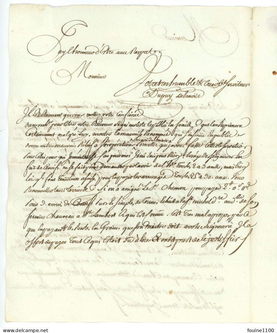 COURRIER Année ? Pour M. DE LA BARDOUILLERE Au Château De La GRAFFINIERE Environs De BAUGE CUON 49 ( Cachet De Cire ) - Non Classés