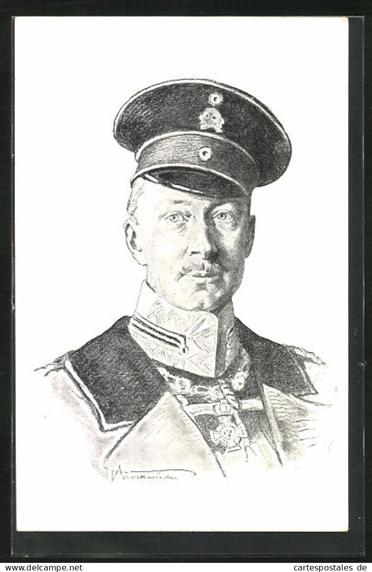 AK Kronprinz Wilhelm Von Preussen In Uniform Mit Schirmmütze  - Familles Royales
