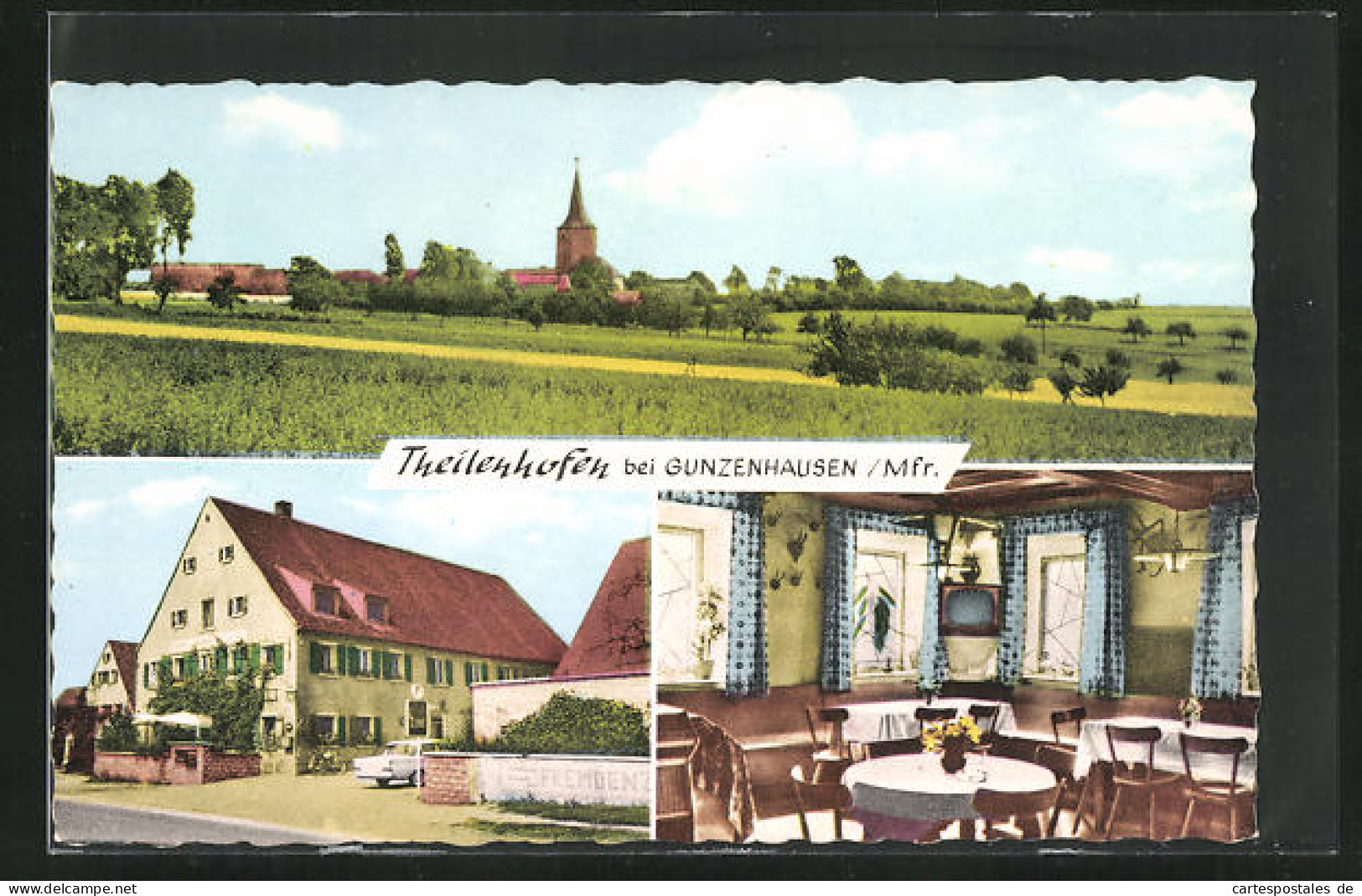 AK Theilenhofen Bei Gunzenhausen /Mfr., Gastahaus Zum Roten Ross, Innenansicht, Ortspartie  - Gunzenhausen