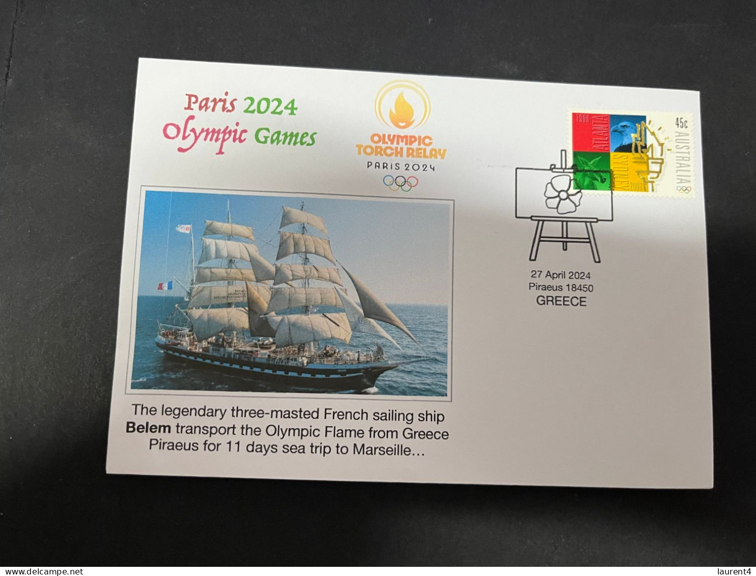 17-5-2024 (5 Z 23) Paris Olympic Games 2024 - The Olympic Flame Travel On Sail Ship BELEM (3 Covers) - Zomer 2024: Parijs