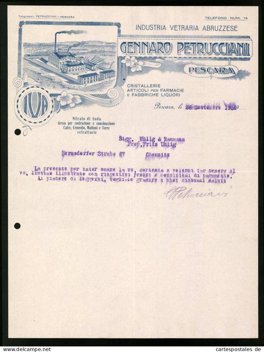 Calcolo Pescara 1921, Gennaro Petrucciani, Industria Vetraria Abruzzese, Fabrikgebäude  - Italie