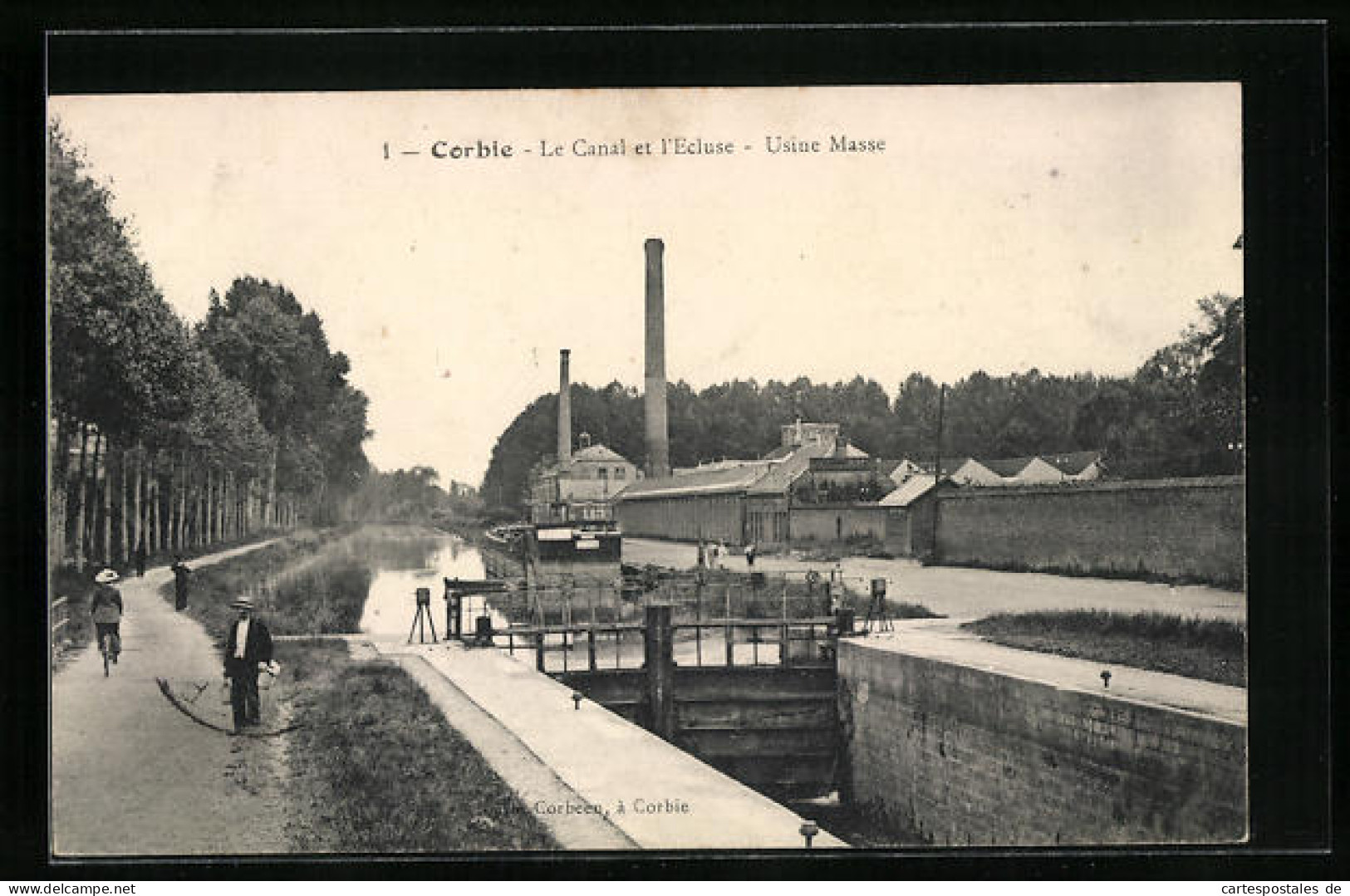 CPA Corbie, Le Canal Et L`Ecluse, Usine Masse  - Corbie