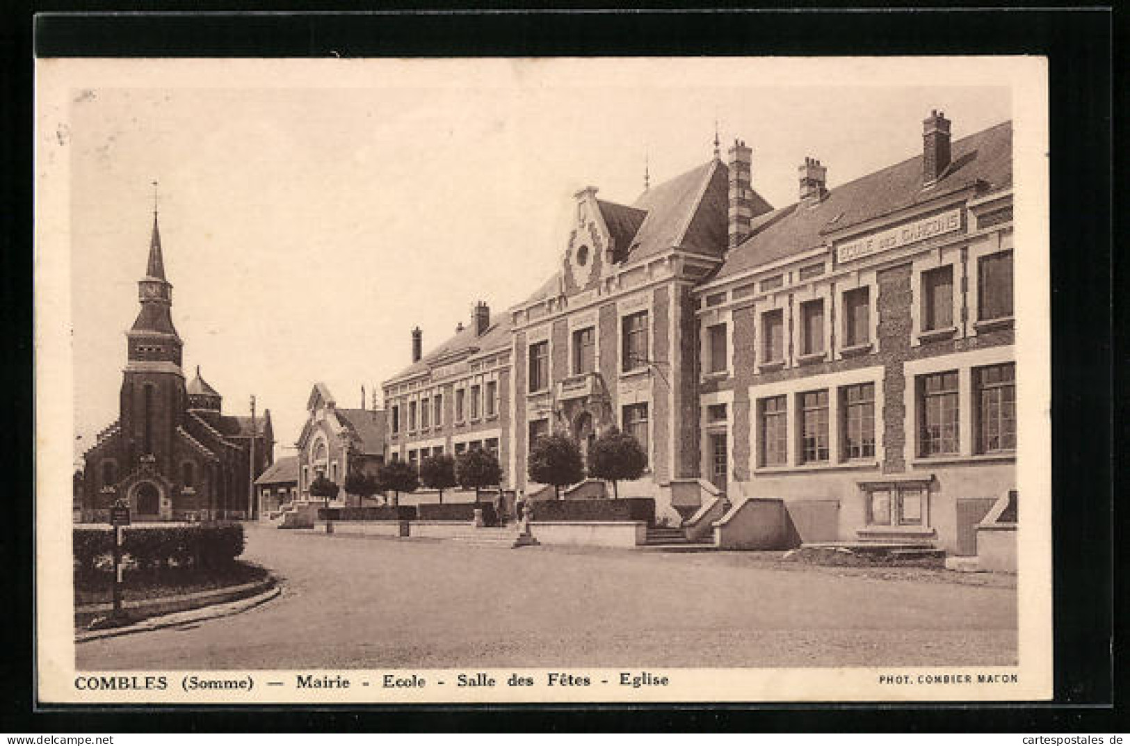 CPA Combles, Mairie, Ecole, Salle Des Fetes, Eglise  - Combles