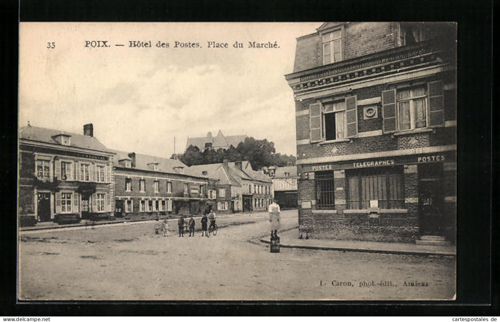 CPA Poix, Hotel Des Postes, Place Du Marché  - Otros & Sin Clasificación