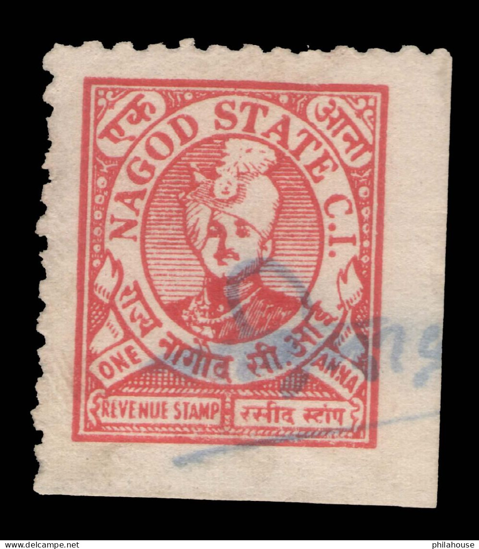 India Nagod State C.I. One Anna Revenue Stamp Used - Autres & Non Classés