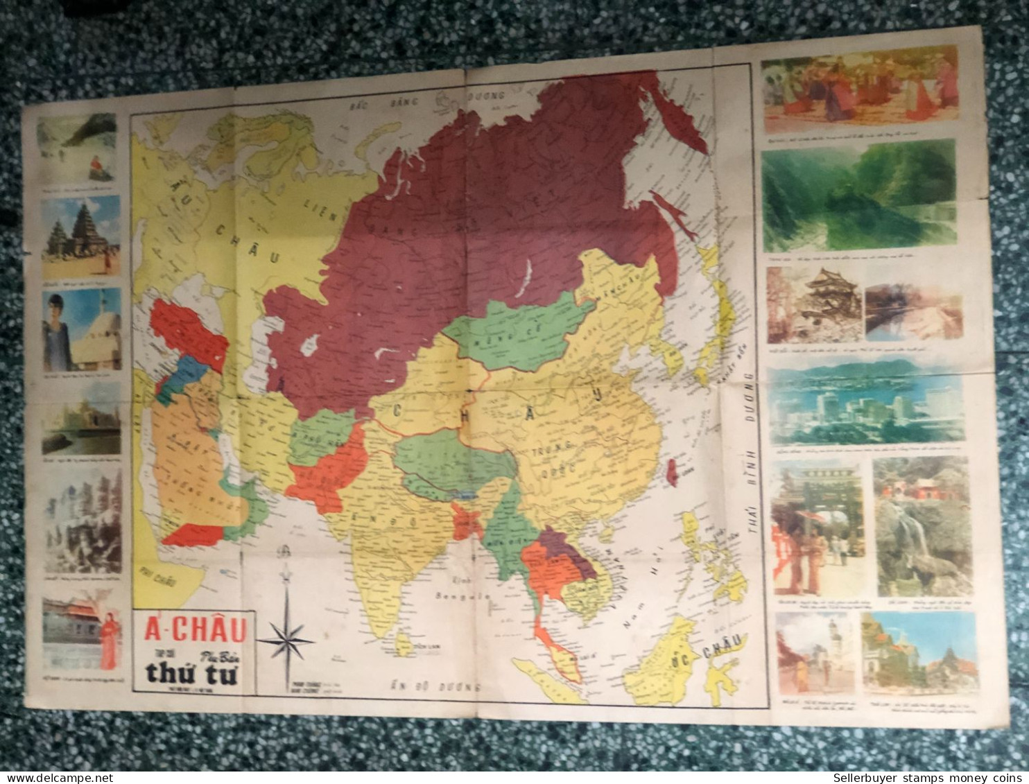World Maps Old-a Chau Tap Chi Before 1975-1 Pcs - Carte Topografiche