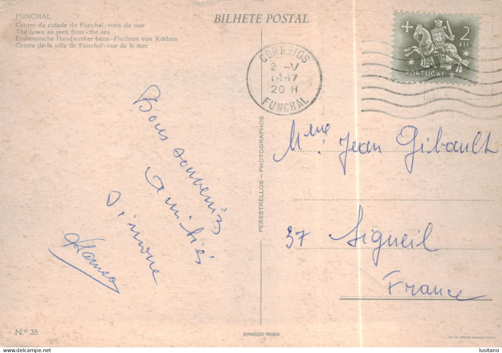Madeira, Funchal, Centro Da Cidade, Perestrellos, 1967, Selo, Stamp,  Portugal - Madeira
