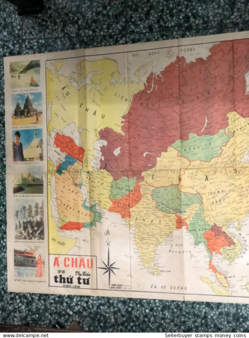 World Maps Old-a Chau Tap Tri 1968 Before 1975-1 Pcs - Carte Topografiche