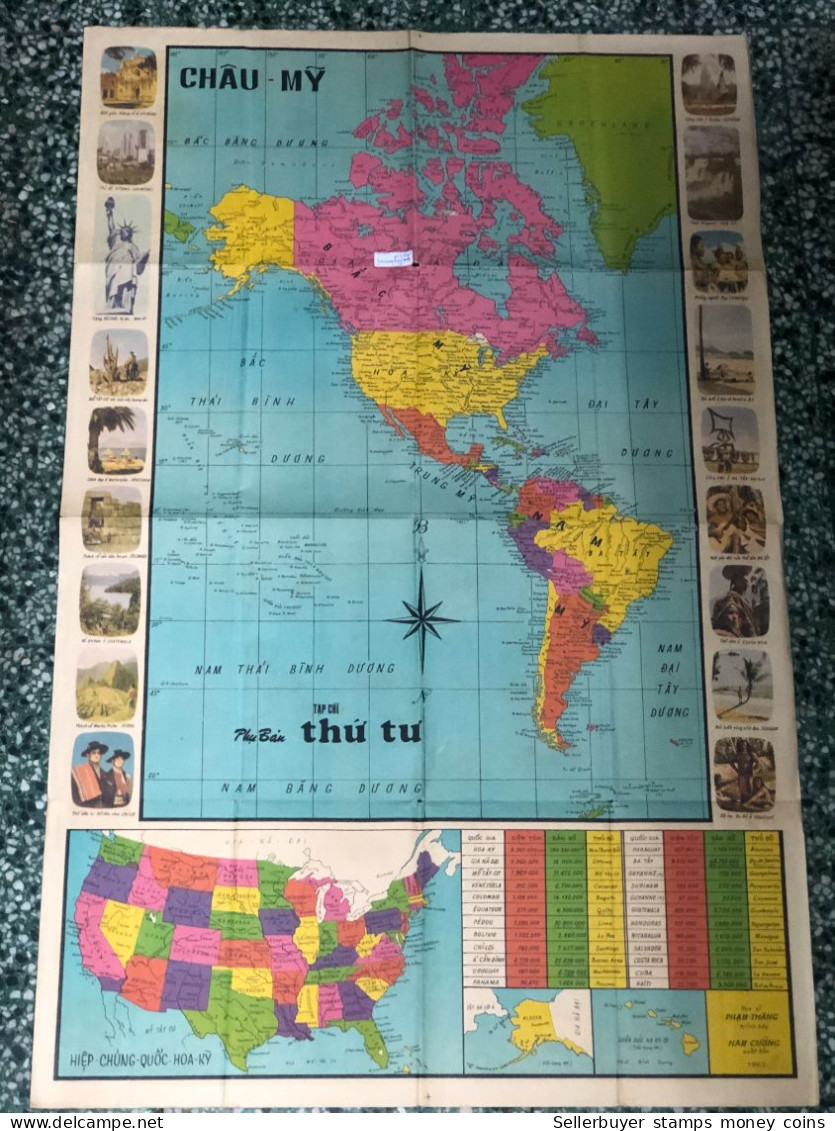 World Maps Old-a Chau My 1968 Before 1975-1 Pcs - Carte Topografiche