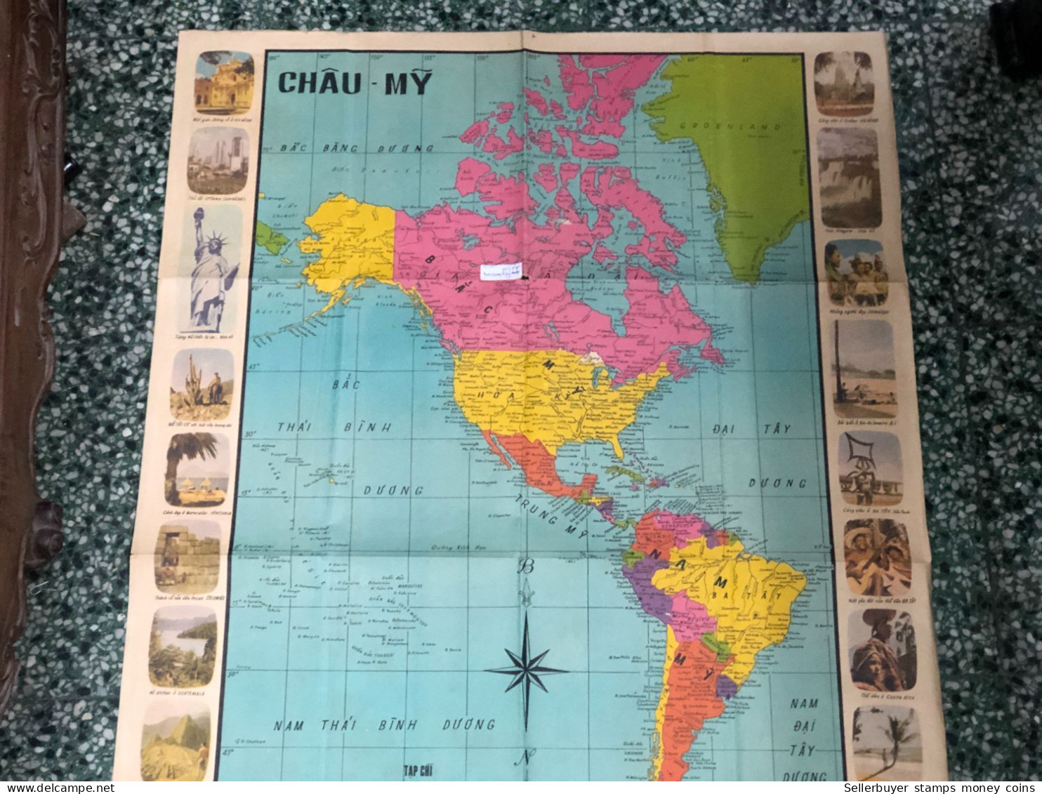 World Maps Old-a Chau My 1968 Before 1975-1 Pcs - Carte Topografiche