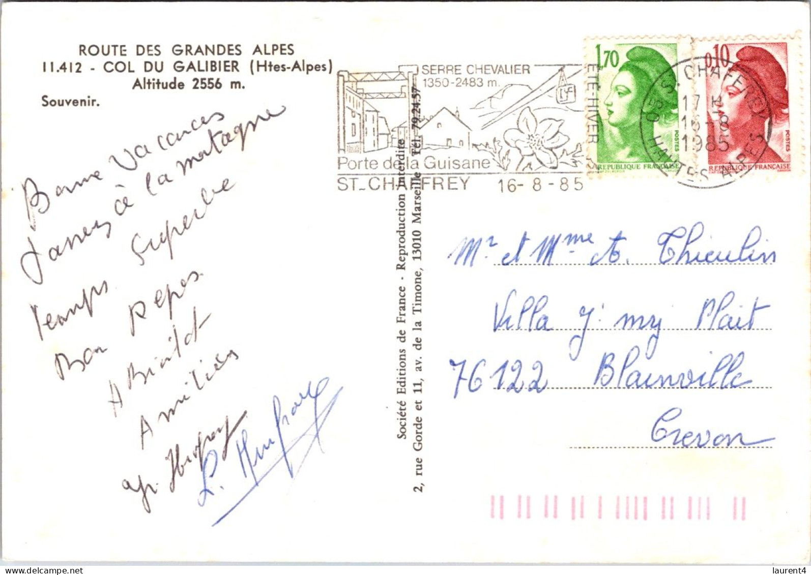 17-5-2024 (5 Z 22) France (posted 1985) Col Du Galibier - Autres & Non Classés