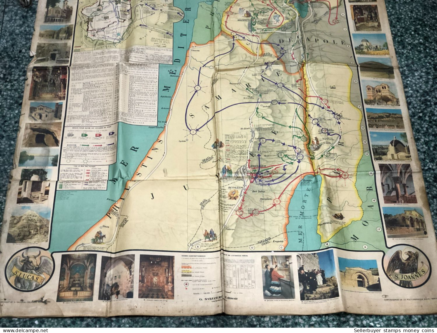 World Maps Old-palestine Les Voyages De Jesus 1964 Rare Before 1975-1 Pcs - Mapas Topográficas