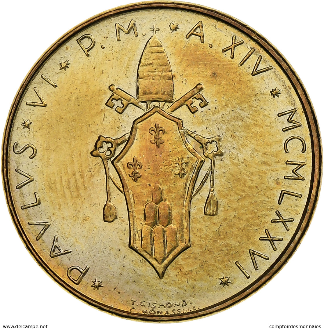 Vatican, Paul VI, 20 Lire, 1976 (Anno XIV), Rome, Bronze-Aluminium, SPL+, KM:120 - Vatikan