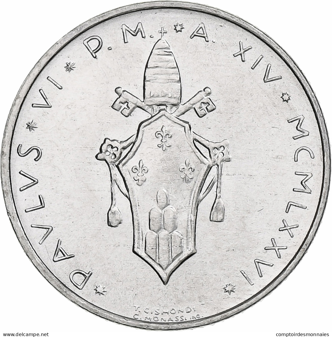 Vatican, Paul VI, 2 Lire, 1976 (Anno XIV), Rome, Aluminium, SPL+, KM:117 - Vaticano