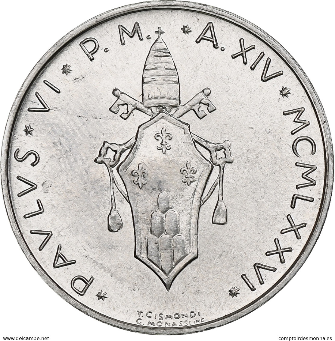 Vatican, Paul VI, 10 Lire, 1976 (Anno XIV), Rome, Aluminium, SPL+, KM:119 - Vatikan