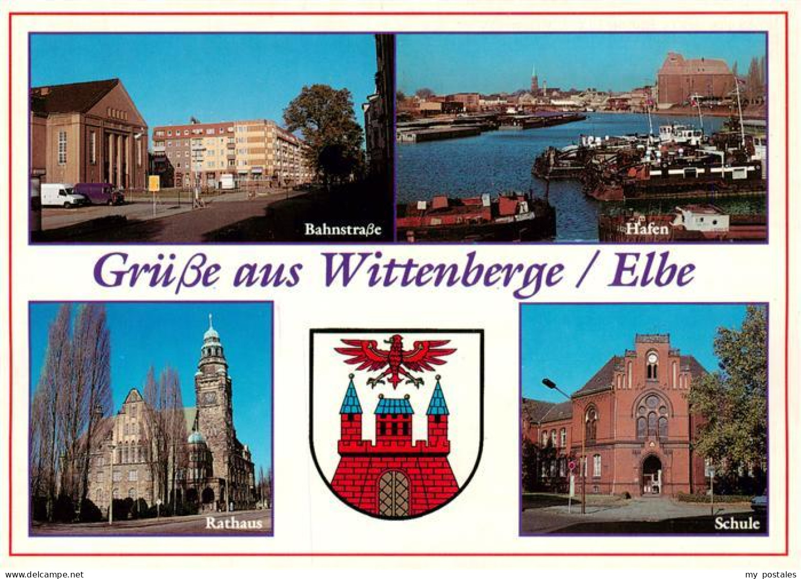 73946850 Wittenberge__Prignitz Bahnstrasse Hafen Rathaus Schule - Wittenberge