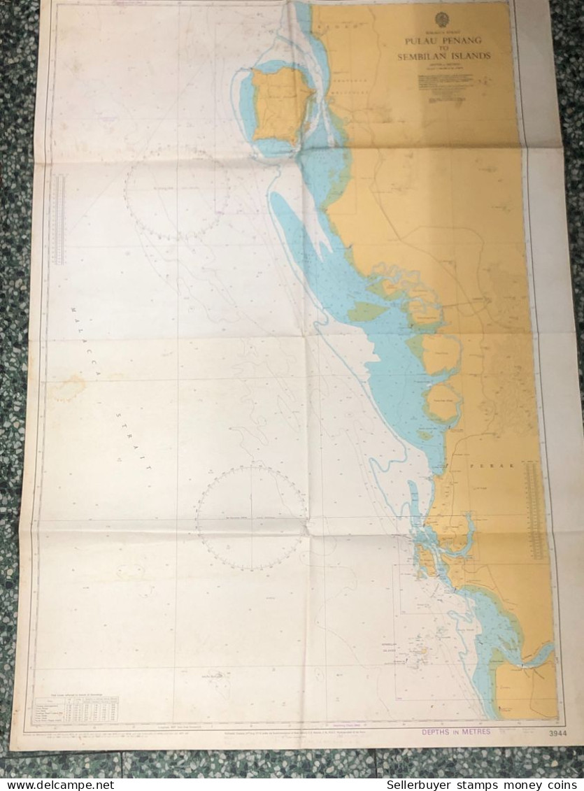 world maps old-malacca strart malau penang sembilan islands 1969 before 1975-1 pcs