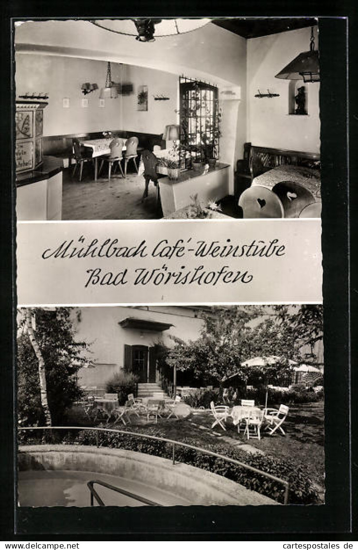 AK Bad Wörishofen, Café-Weinstube Mühlbach, Innenansicht  - Bad Wörishofen