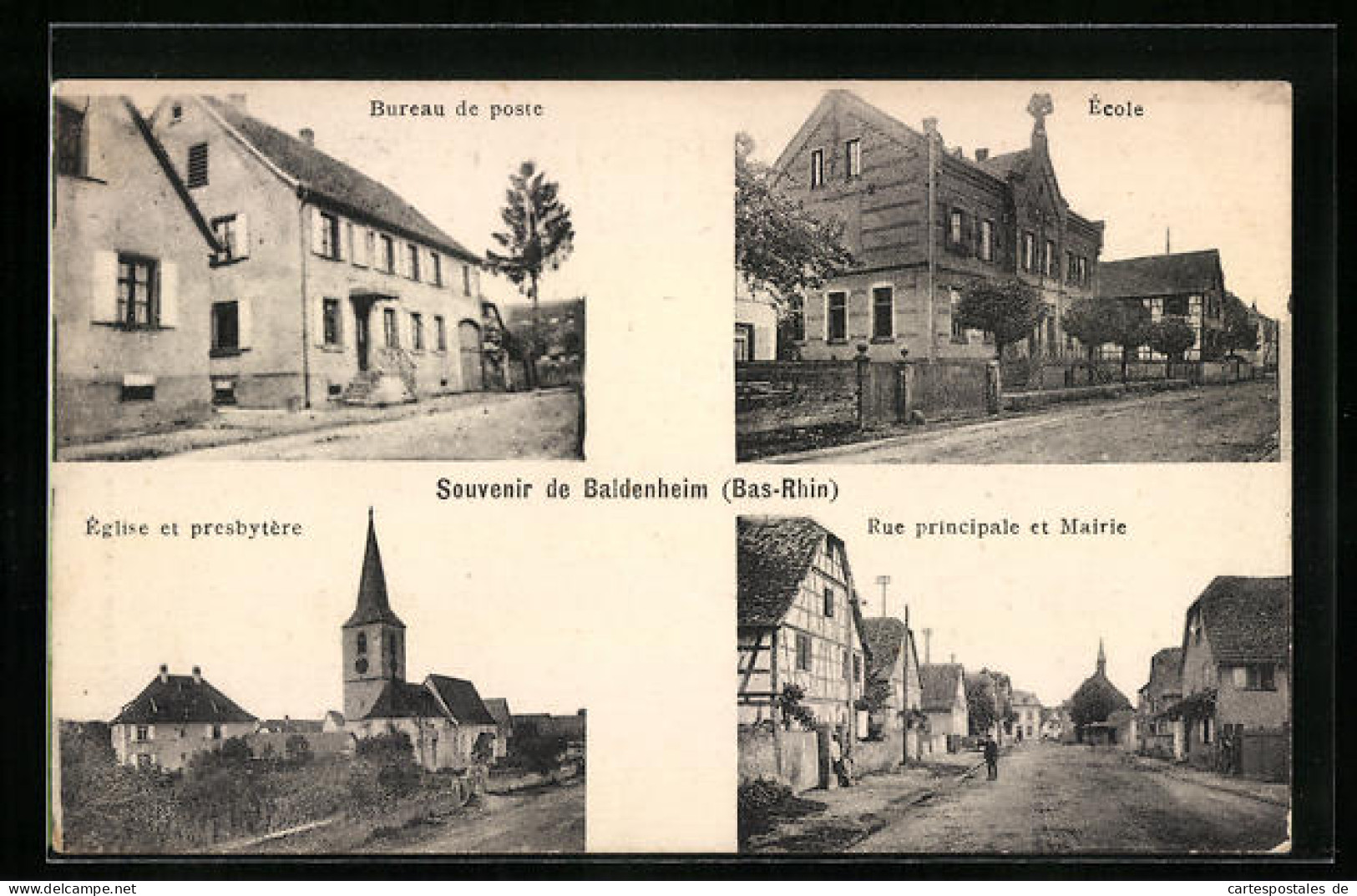 CPA Baldenheim, Bureau De Poste, Rue Principale Et Mairie  - Sonstige & Ohne Zuordnung