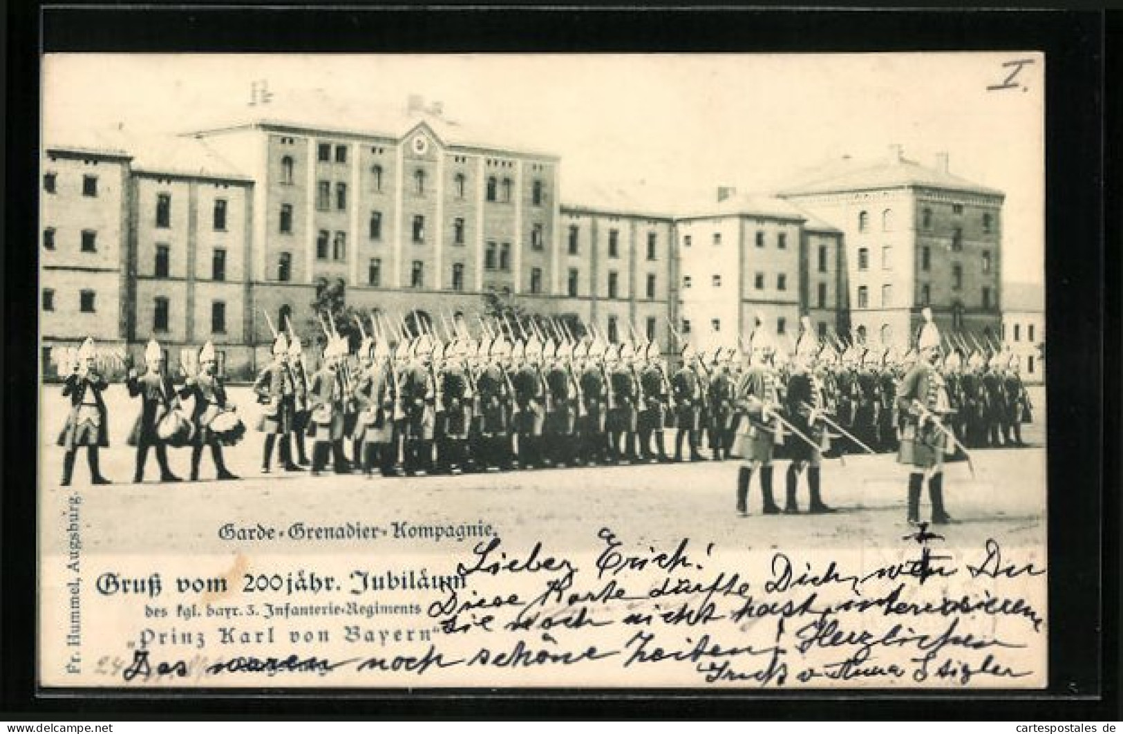 AK Ganzsache Bayern PP15D13 /01: Augsburg, 200jähr. Jubiläum Des Kgl. Bayr. 3. Inf.-Regiments Prinz Karl Von Bayern  - Régiments