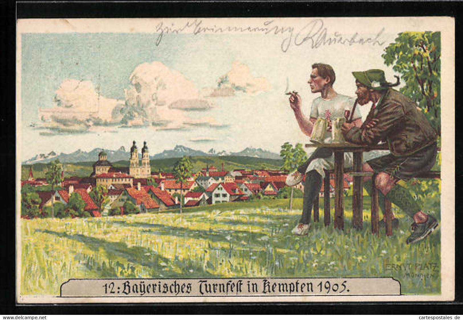 Künstler-AK Ganzsache Bayern PP15C76 /01: Kempten, 12. Bayerisches Turnfest 1905  - Sonstige & Ohne Zuordnung