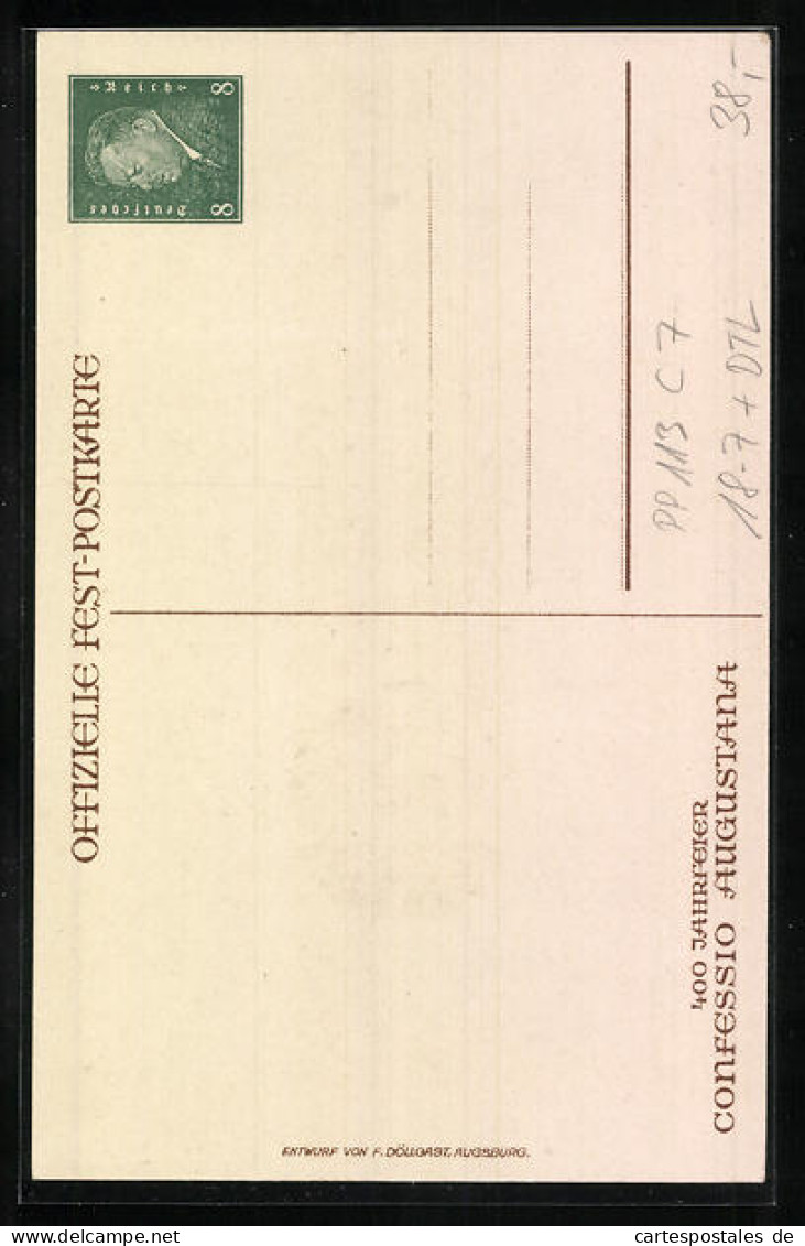 AK Augsburg, Ganzsache PP113C7, Confessio Augustana 1930  - Cartes Postales