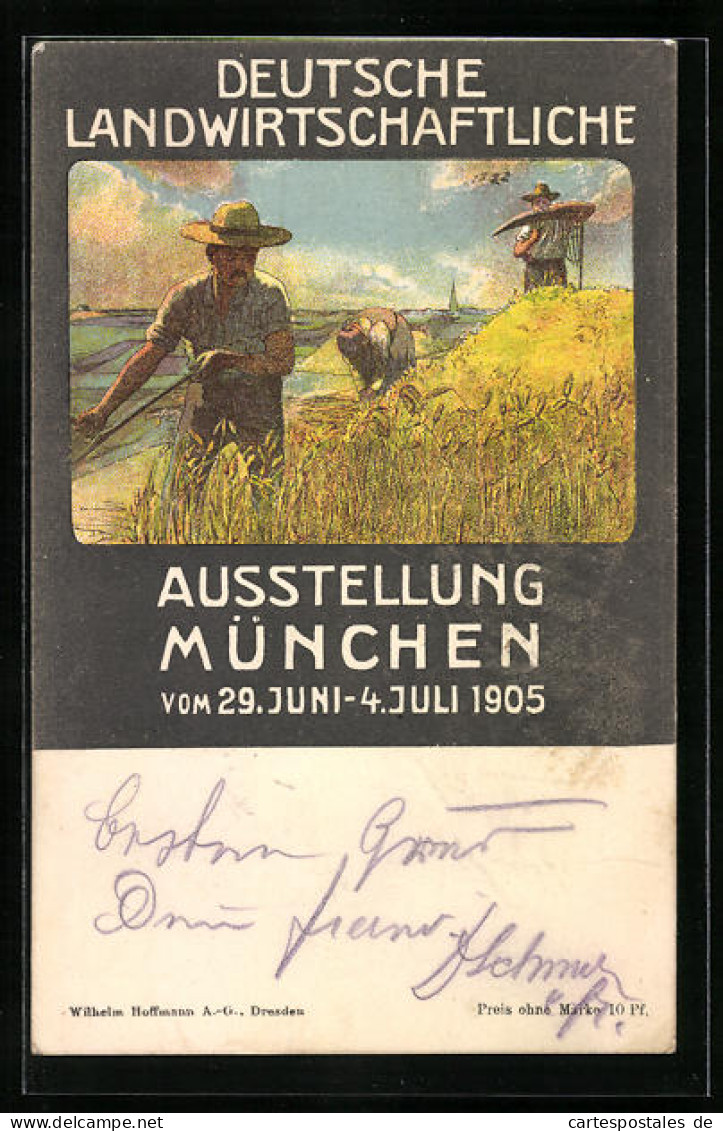 Künstler-AK München, Deutsche Landwirtschaftliche Ausstellung 1905, Bauern Auf Dem Feld  - Ausstellungen