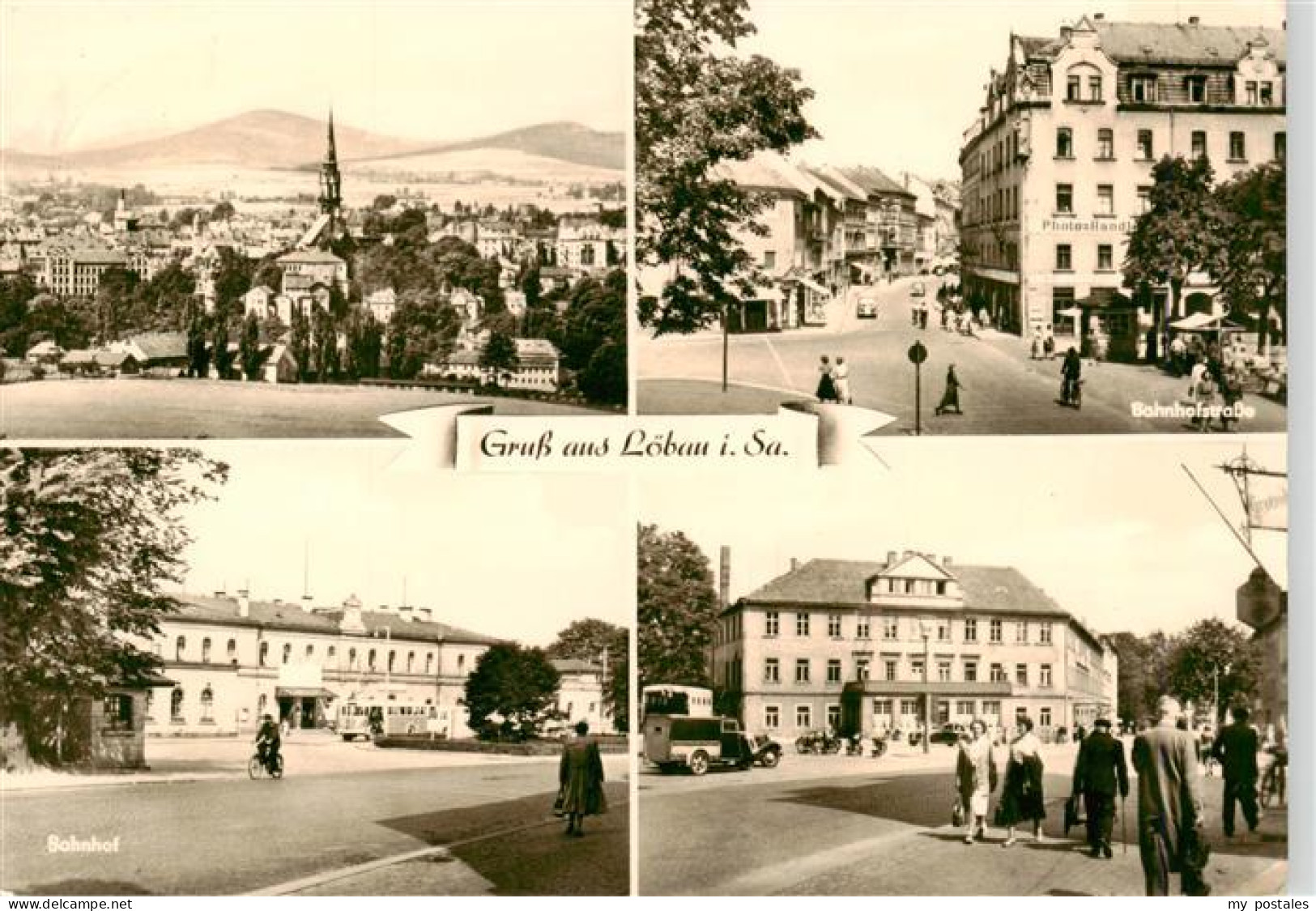 73905283 Loebau Sachsen Panorama Bahnhofstrasse Bahnhof Rathaus - Loebau