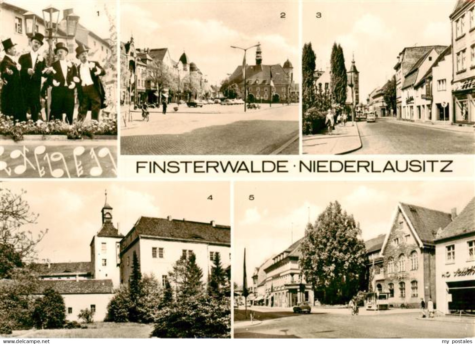 73905252 Finsterwalde Die Saenger Am Markt Thaelmannstrasse Schloss Postamt  - Finsterwalde