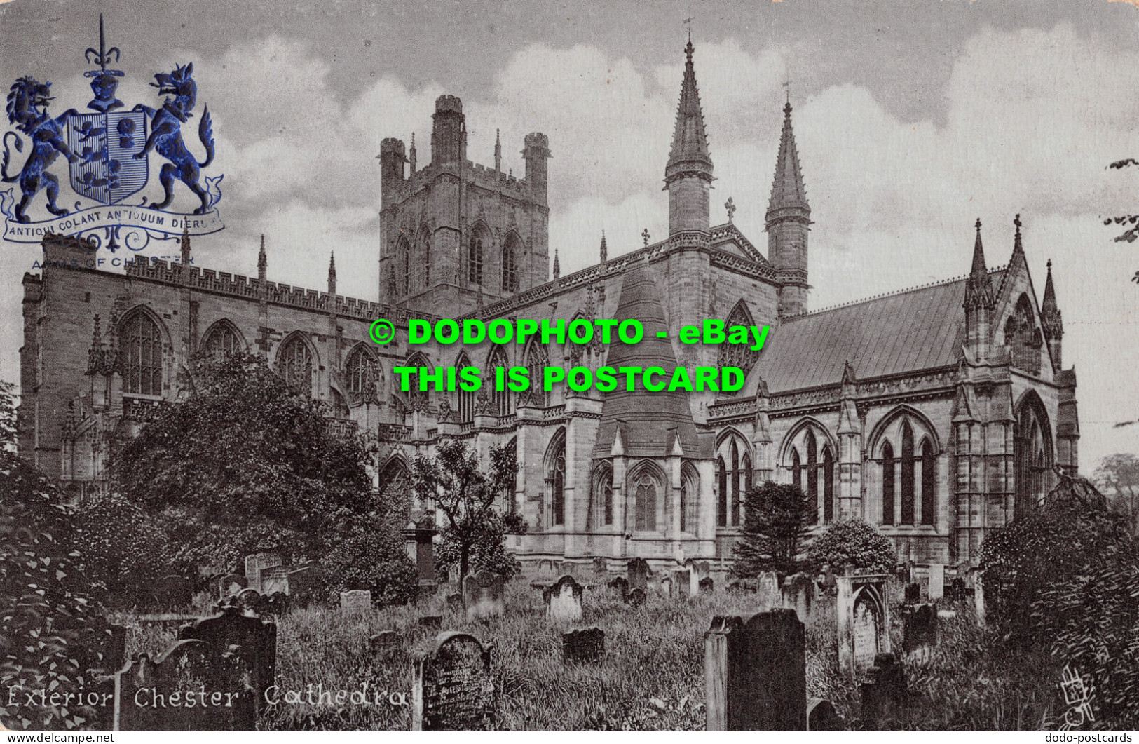 R500987 Exterior Chester Cathedral. Tuck. Silverette. 1895 - Monde