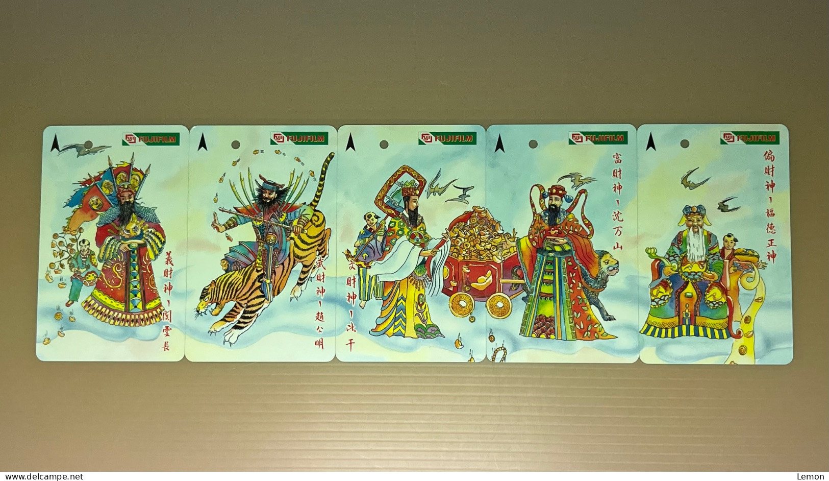 Singapore SMRT TransitLink Metro Train Subway Ticket Card, FUJIFILM - Chinese God, Set Of 5 Used Cards - Singapour