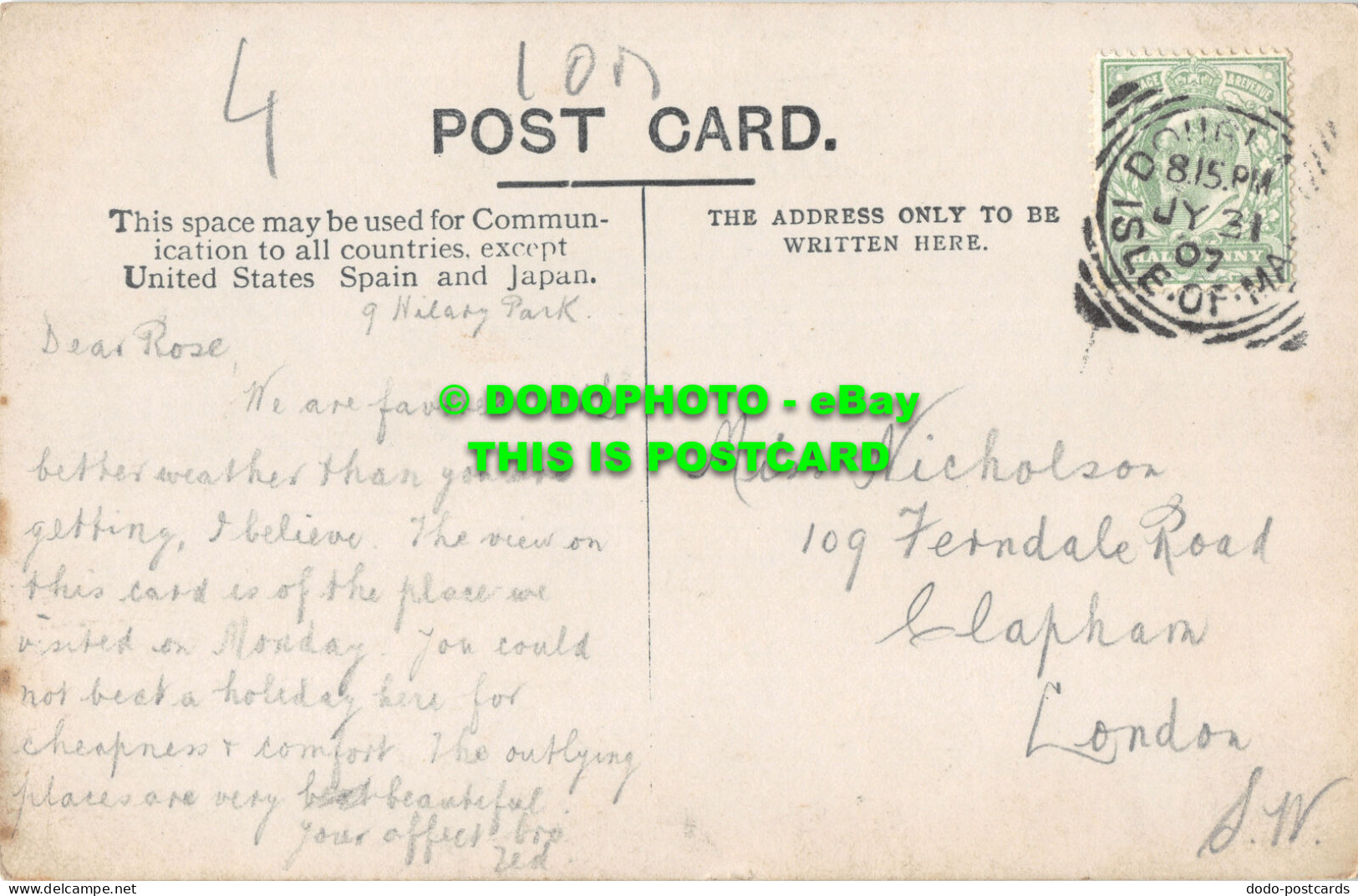 R500888 Port Soderick. I. O. M. Postcard. 1907 - Monde