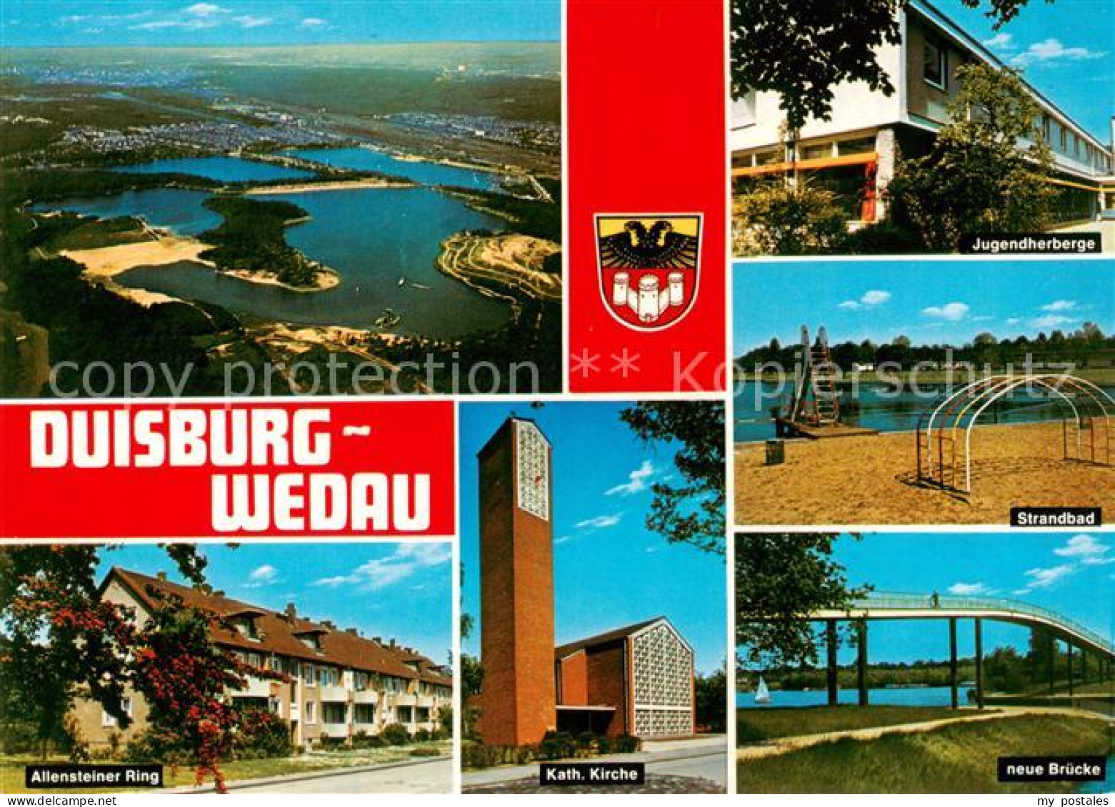 73866240 Wedau Duisburg Fliegeraufnahme Jugendherberge Strandbad Allensteiner Ri - Duisburg