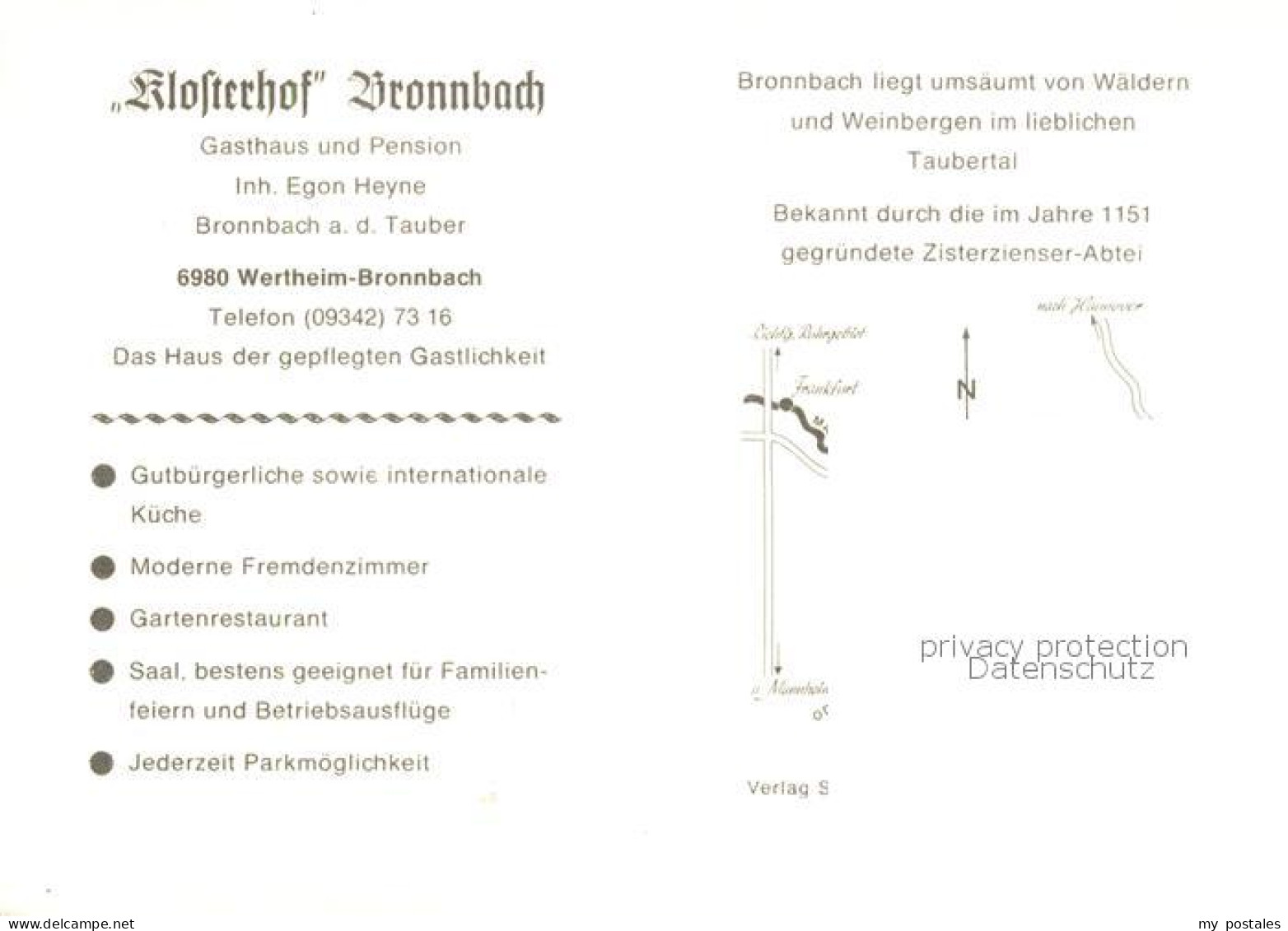 73866149 Bronnbach Gasthaus Und Pension Klosterhof Gastraum Terrasse Kirche Bron - Wertheim