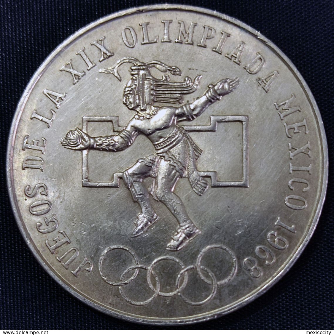 1) MEXICO 1968 $25 OLYMPICS Silver Coin LOW RING Snake W/ Curved Tongue, Scarce, See Imgs., Bargain - Mexiko