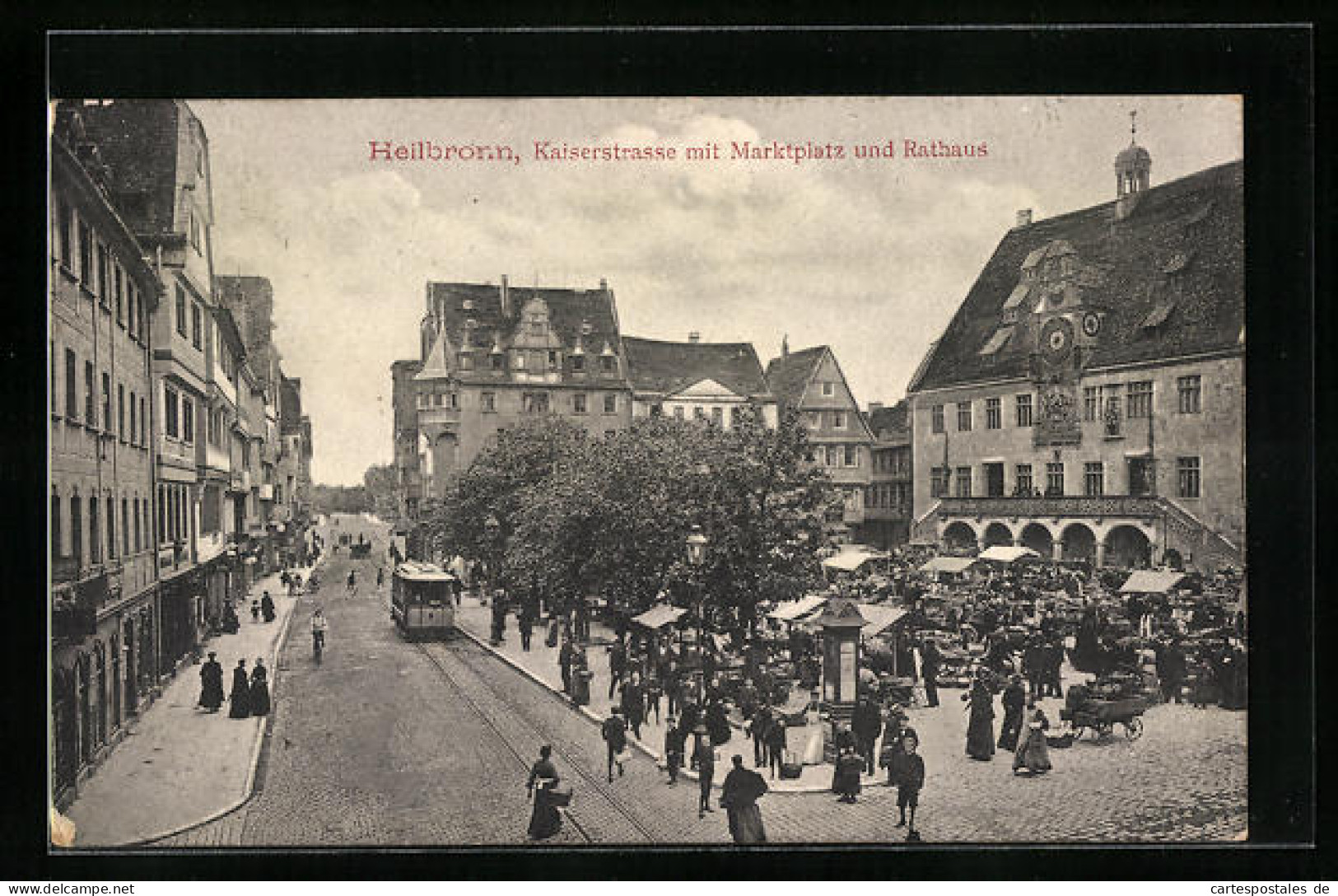 AK Heilbronn, Blick In Die Kaiserstrasse Mit Marktplatz Und Rathaus  - Heilbronn