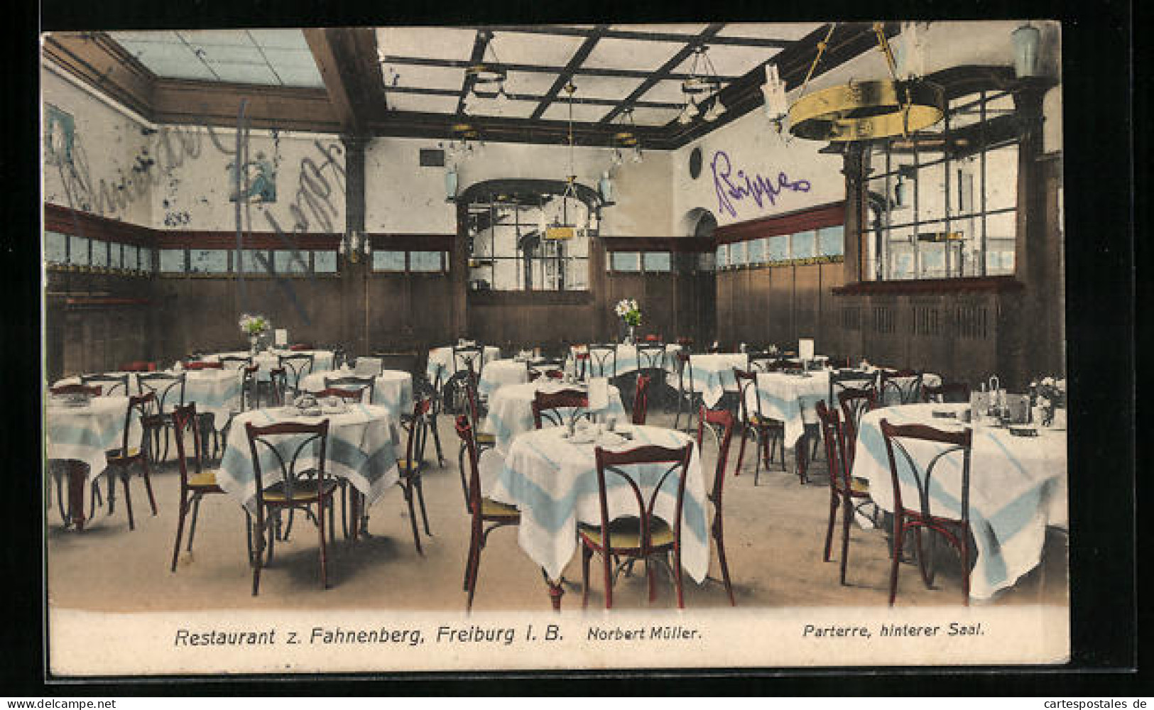 AK Freiburg I. B., Restaurant Z. Fahnenberg, Paterre Hinterer Saal  - Freiburg I. Br.